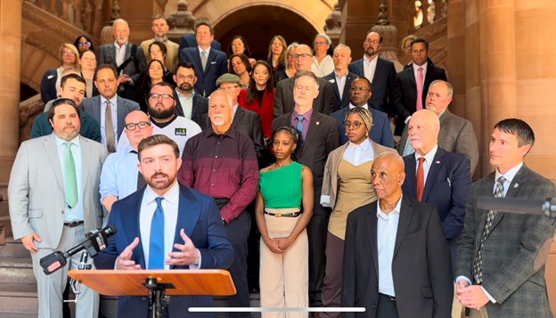 Orange County Partnership President & CEO, Conor Eckert delivering an address at the New York State Capitol Building in Albany