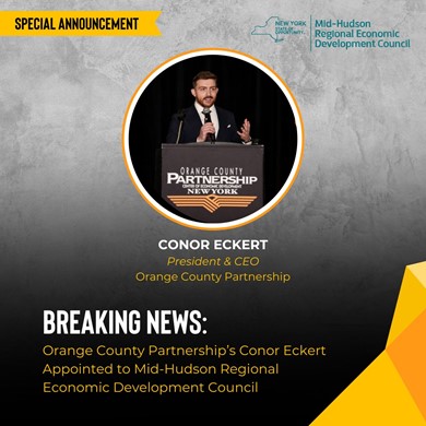 Orange County Partnership’s Conor Eckert Appointed to Mid-Hudson Regional Economic Development Council
